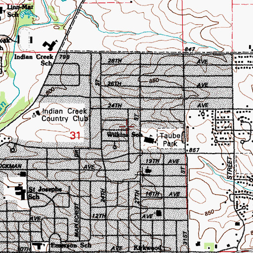 Topographic Map of City of Marion, IA
