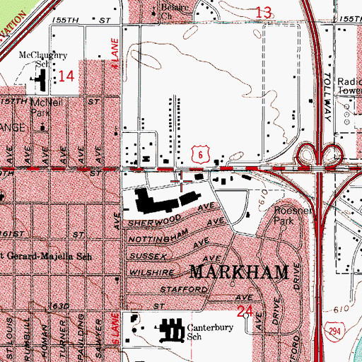 Topographic Map of City of Markham, IL