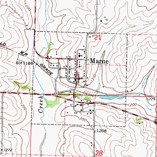 Topographic Map of City of Marne, IA