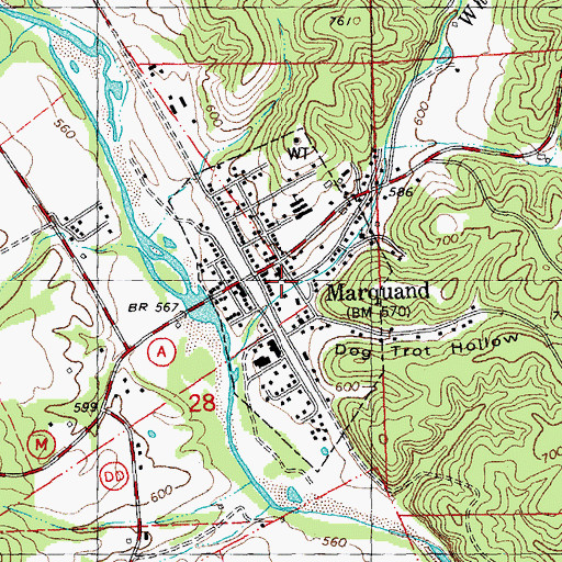 Topographic Map of City of Marquand, MO