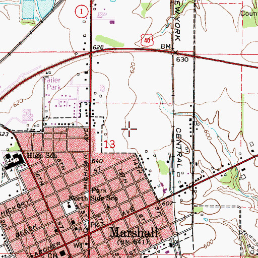 Topographic Map of City of Marshall, IL