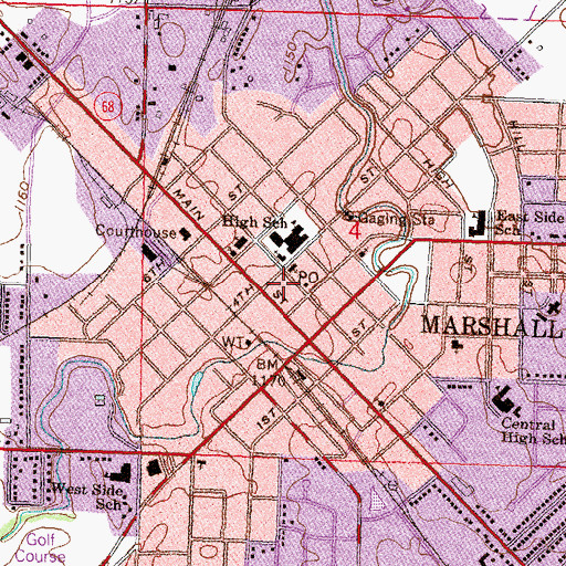 Topographic Map of City of Marshall, MN