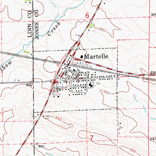 Topographic Map of City of Martelle, IA