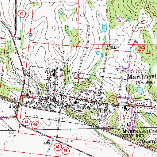 Topographic Map of City of Marthasville, MO