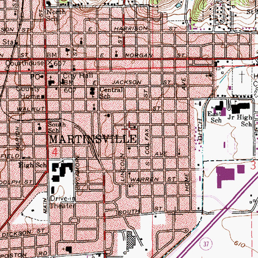 Topographic Map of City of Martinsville, IN