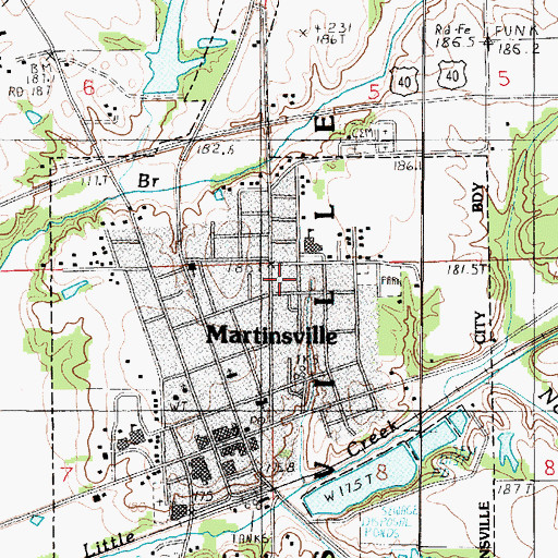 Topographic Map of City of Martinsville, IL
