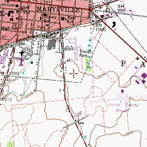 Topographic Map of City of Marysville, OH