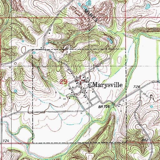 Topographic Map of City of Marysville, IA