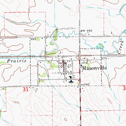 Topographic Map of City of Masonville, IA