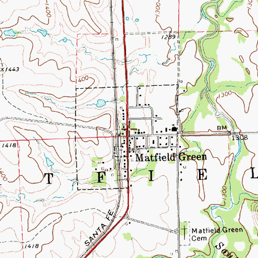Topographic Map of City of Matfield Green, KS