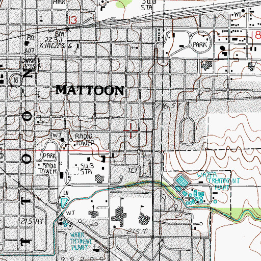 Topographic Map of City of Mattoon, IL