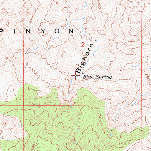 Topographic Map of Blue Spring, CA