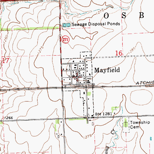 Topographic Map of City of Mayfield, KS