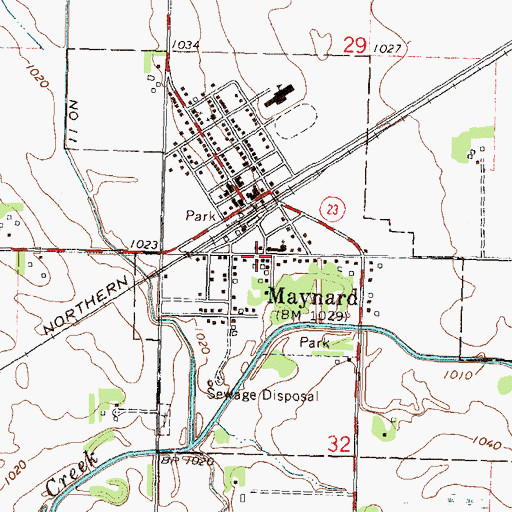 Topographic Map of City of Maynard, MN