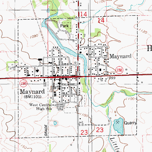 Topographic Map of City of Maynard, IA