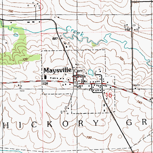 Topographic Map of City of Maysville, IA
