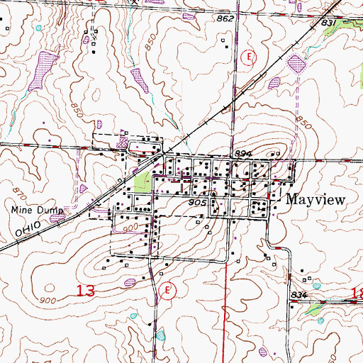 Topographic Map of City of Mayview, MO