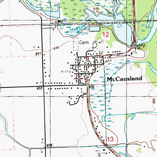 Topographic Map of City of McCausland, IA