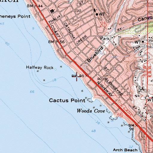 Topographic Map of Bluebird Canyon, CA