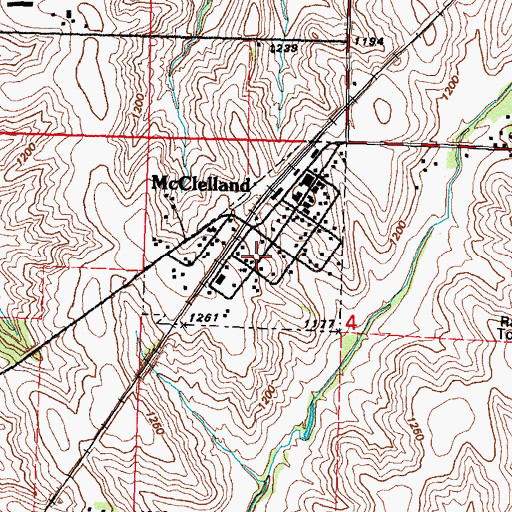 Topographic Map of City of McClelland, IA
