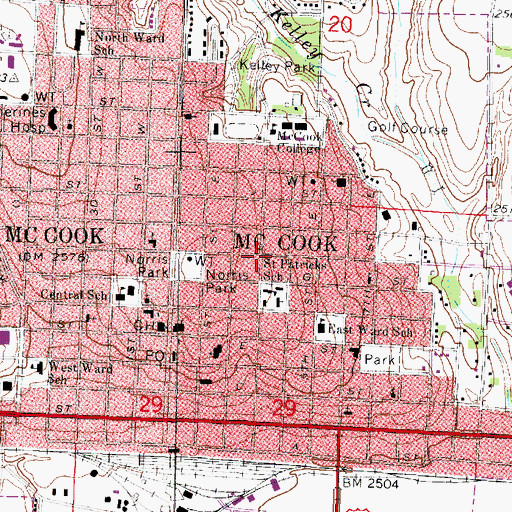 Topographic Map of City of McCook, NE