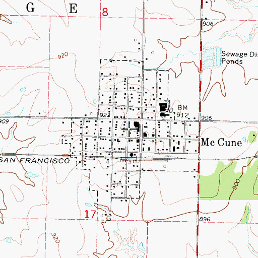 Topographic Map of City of McCune, KS