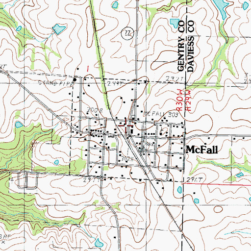 Topographic Map of City of McFall, MO