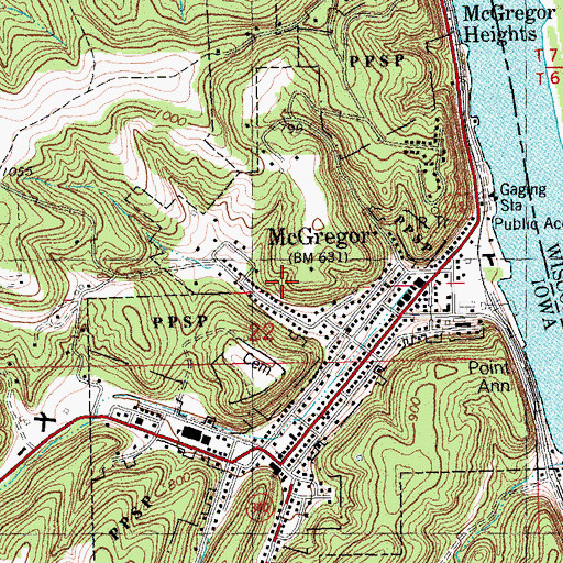 Topographic Map of City of McGregor, IA