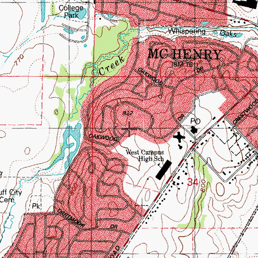 Topographic Map of City of McHenry, IL