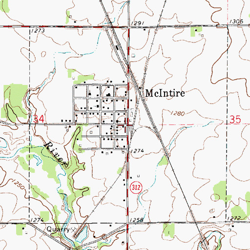 Topographic Map of City of McIntire, IA