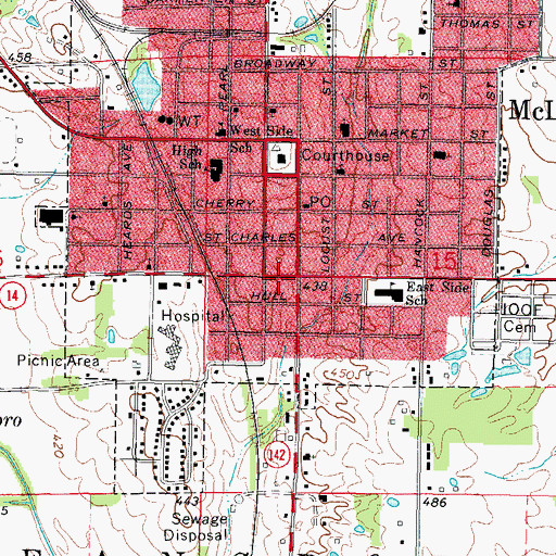 Topographic Map of City of McLeansboro, IL