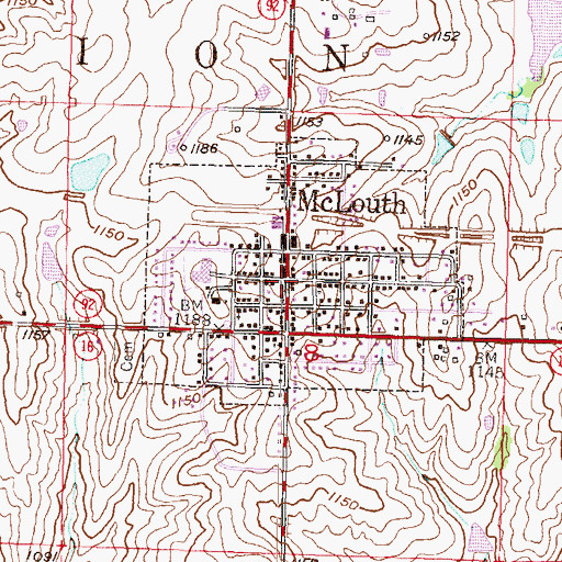 Topographic Map of City of McLouth, KS