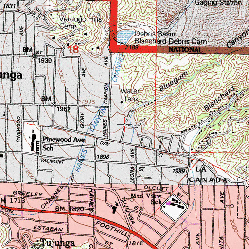 Topographic Map of Bluegum Canyon, CA