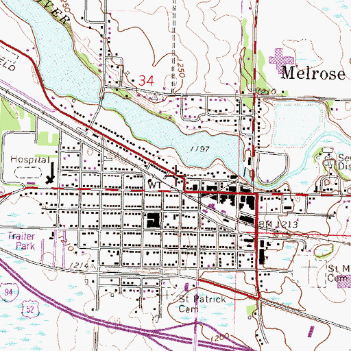Topographic Map of City of Melrose, MN