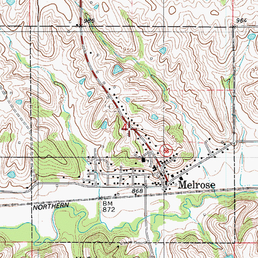 Topographic Map of City of Melrose, IA