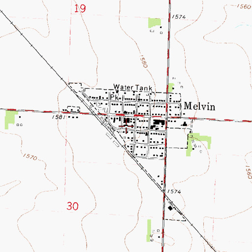 Topographic Map of City of Melvin, IA