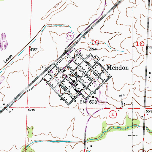 Topographic Map of City of Mendon, MO