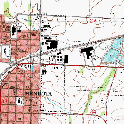 Topographic Map of City of Mendota, IL