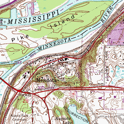 Topographic Map of City of Mendota, MN