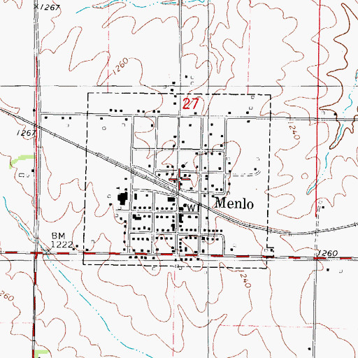 Topographic Map of City of Menlo, IA