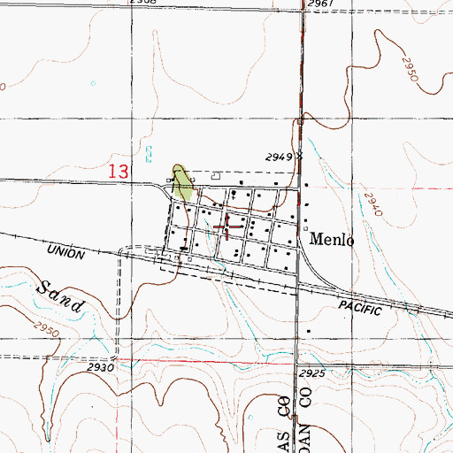 Topographic Map of City of Menlo, KS