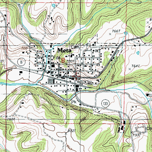 Topographic Map of City of Meta, MO