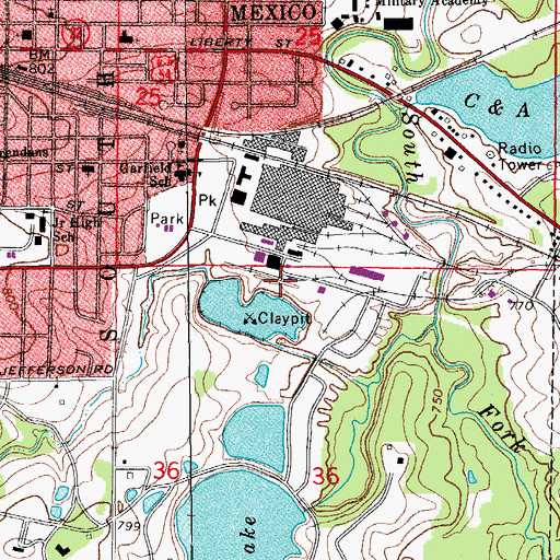 Topographic Map of City of Mexico, MO