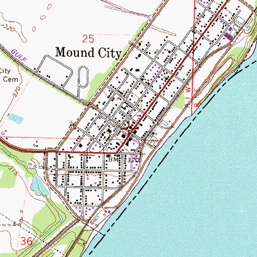 Topographic Map of City of Mound City, IL