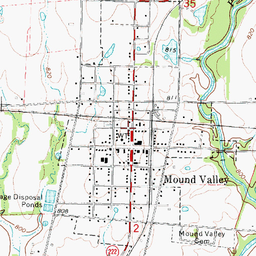 Topographic Map of City of Mound Valley, KS