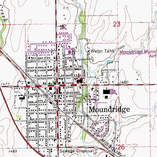 Topographic Map of City of Moundridge, KS