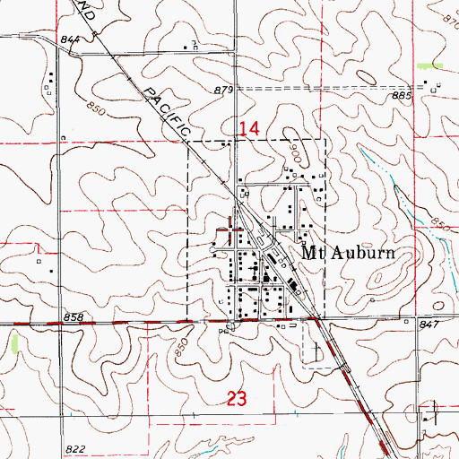 Topographic Map of City of Mount Auburn, IA