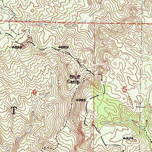Topographic Map of Bluff Camp, CA