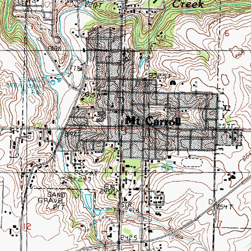 Topographic Map of City of Mount Carroll, IL