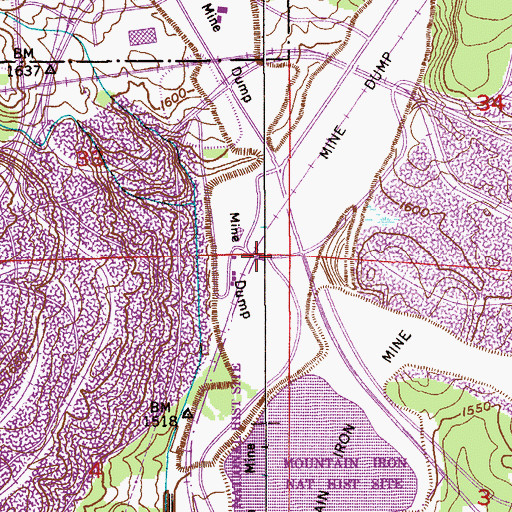 Topographic Map of City of Mountain Iron, MN